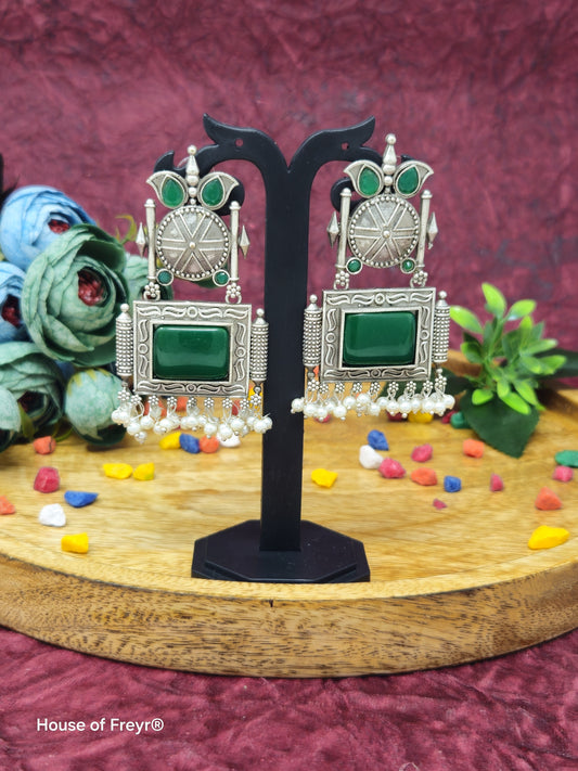 Silver Tribal Dangler Earrings