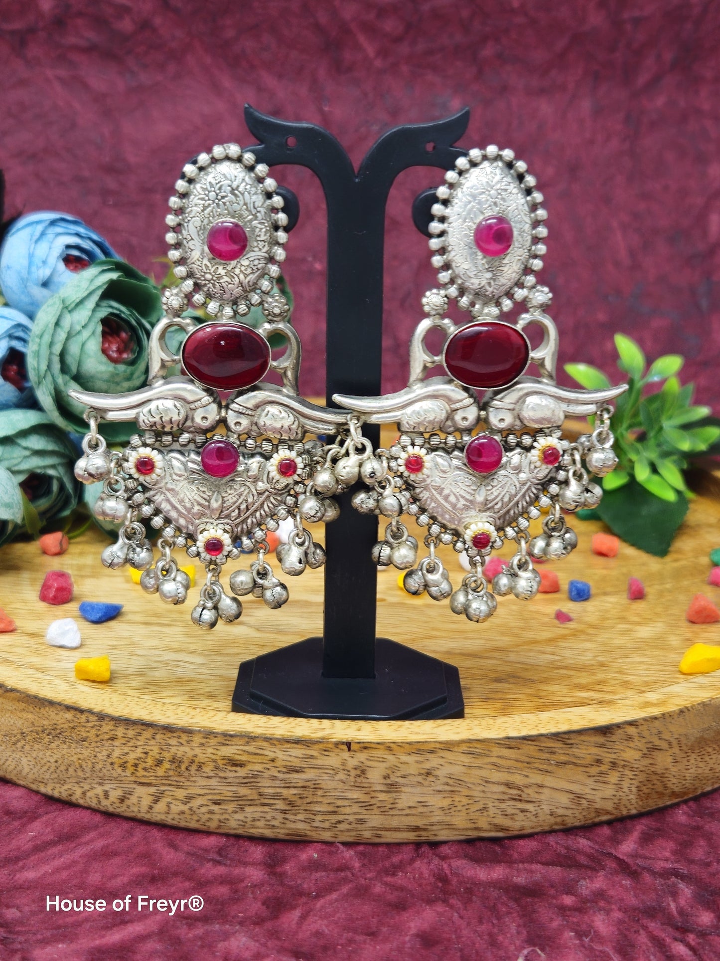 Traditional Silver-Plated Dangler Earrings