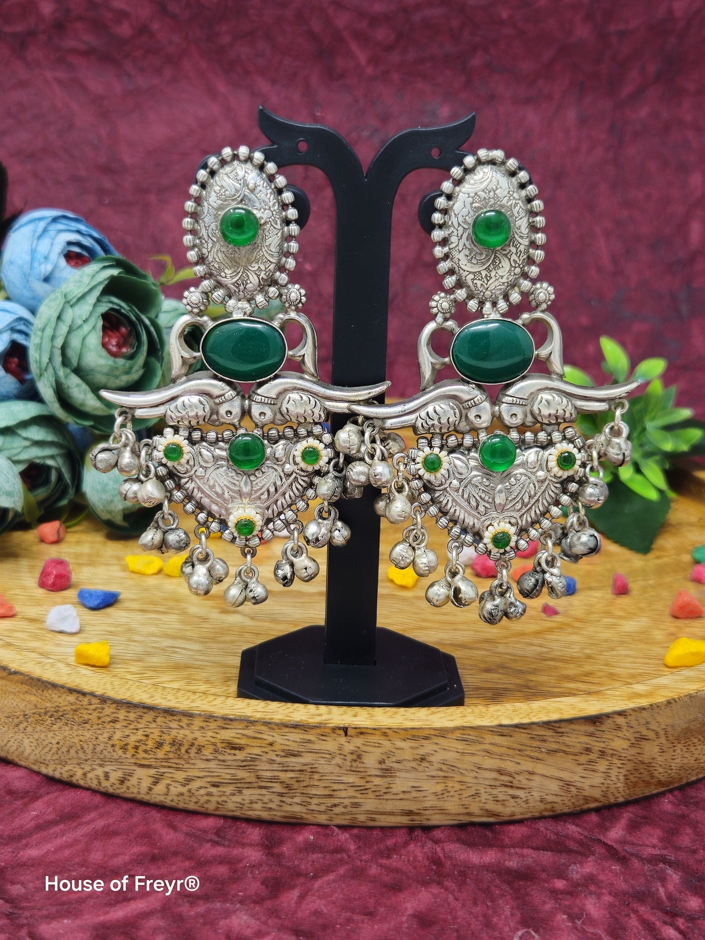 Traditional Silver-Plated Dangler Earrings