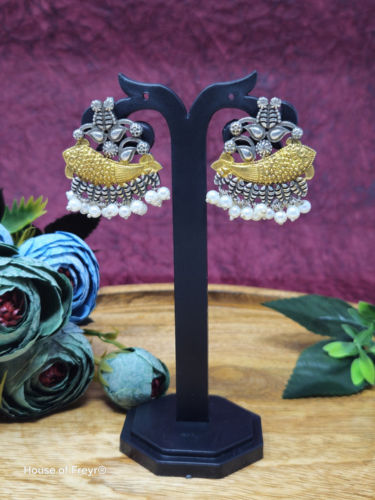 Dual-Toned Fish Motif Earrings