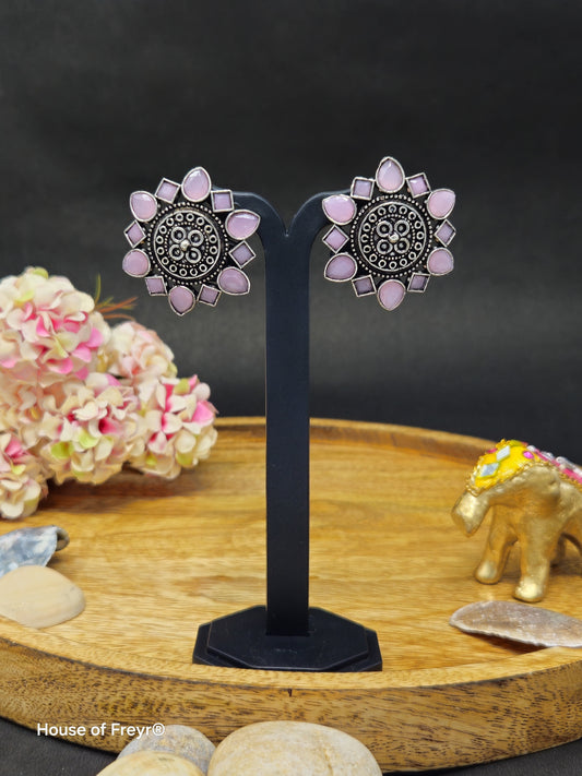 Vintage Silver Floral Stud Earrings