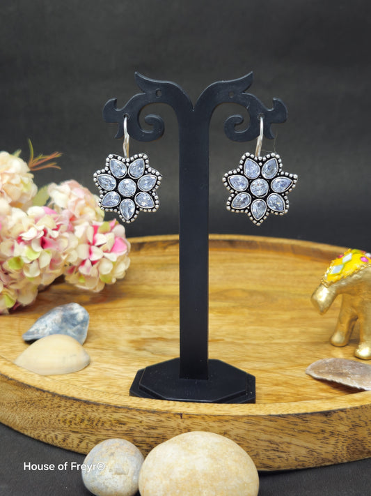Silver Floral Hook Earrings