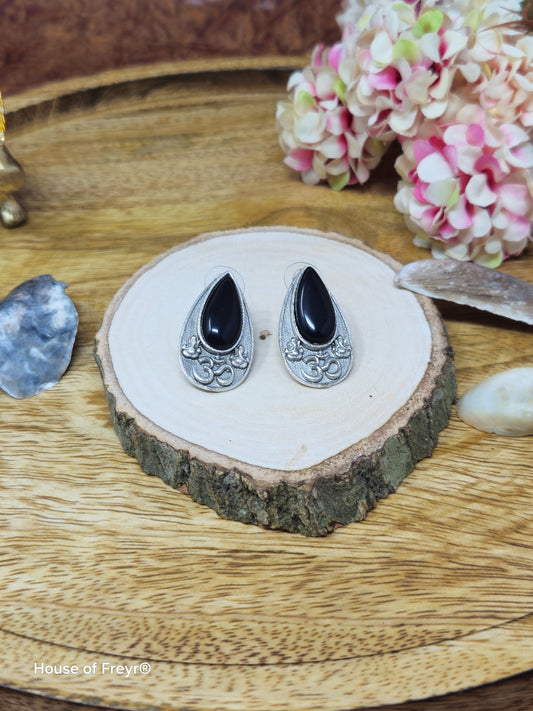 Om Teardrop Stud Earrings