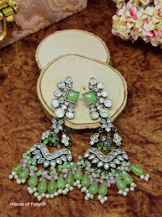 Pachi Kundan Silver Plated Dangler Earrings