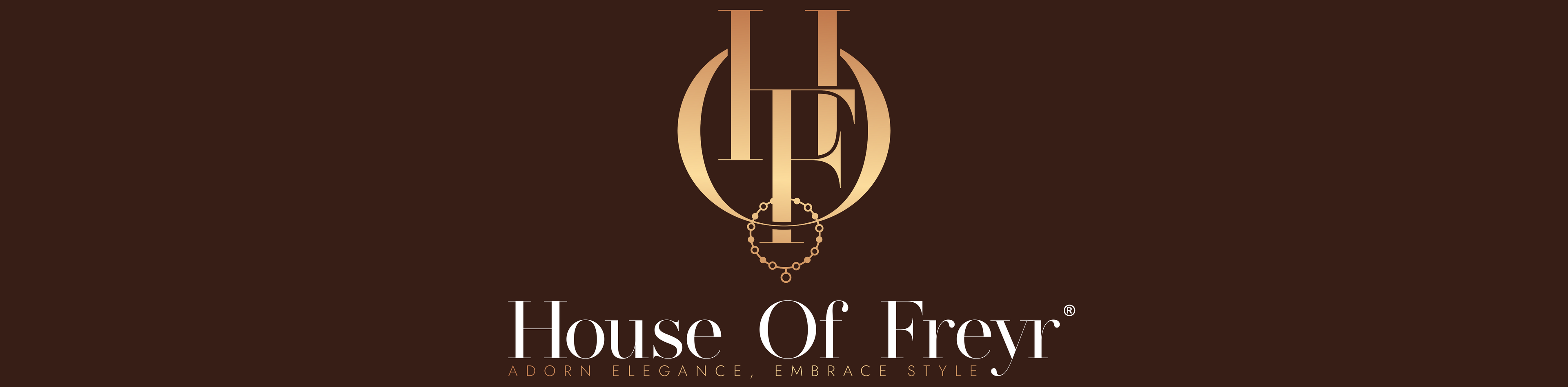 Logo of House Of Frey with a brown background - Oxidised Jewellery brand