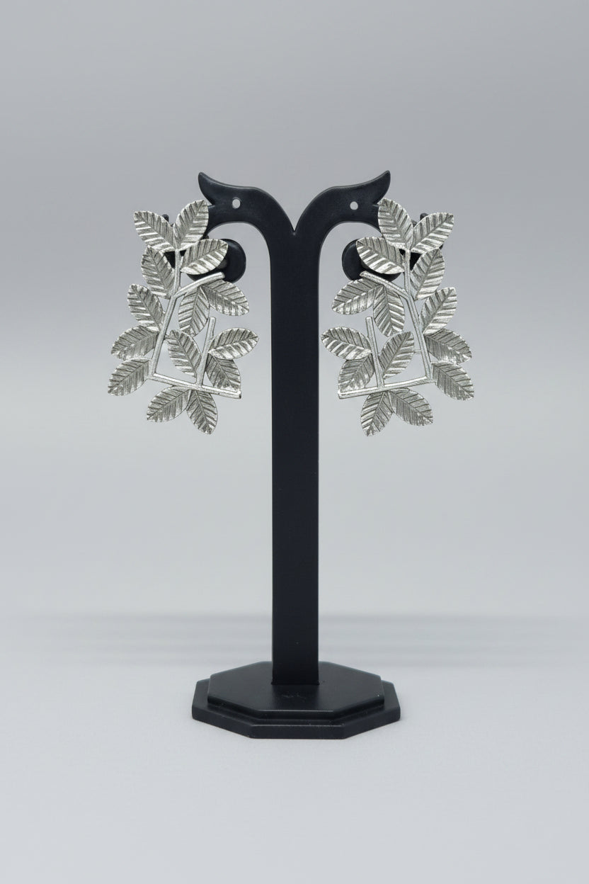 Pair of premium handmade oxidised silver stud earrings.