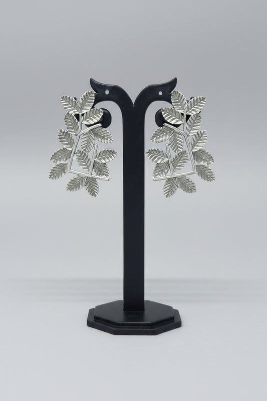 Pair of premium handmade oxidised silver stud earrings.